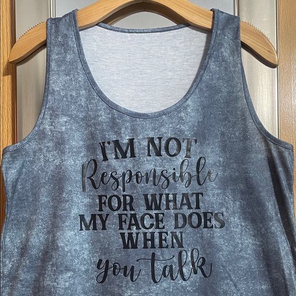 Women's Blue Graphic Tank Top - I'm Not Responsible For What My Face Does When.. - Picture 3 of 9